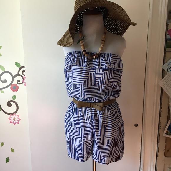 DNA couture Other - Dna Couture romper white and blue stripe